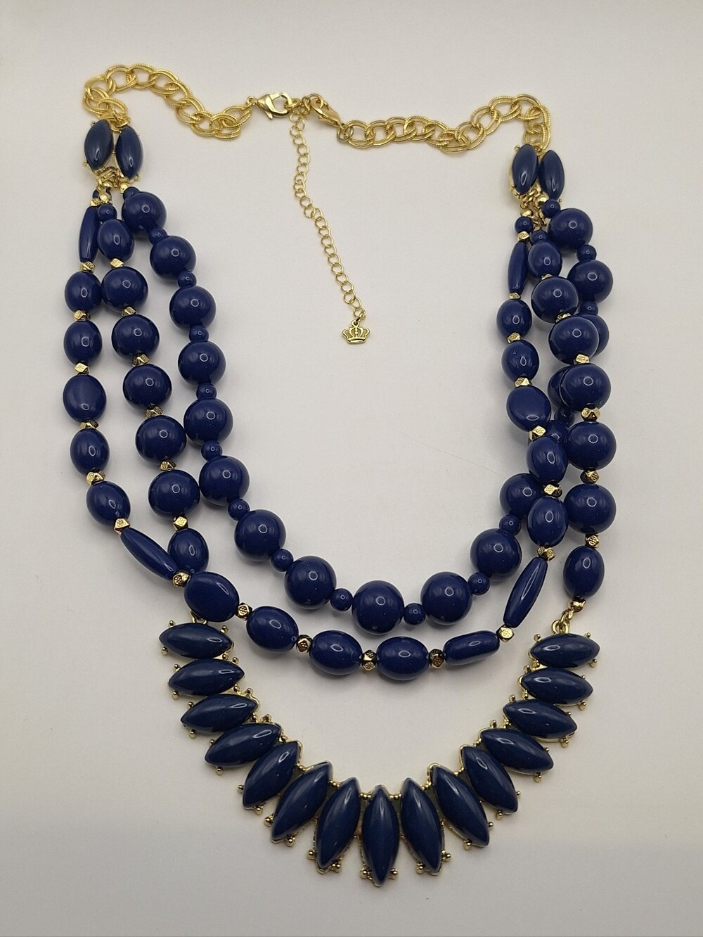 Premier Designs In The Navy 20780 Blue Gold Multi Strand Statement Necklace